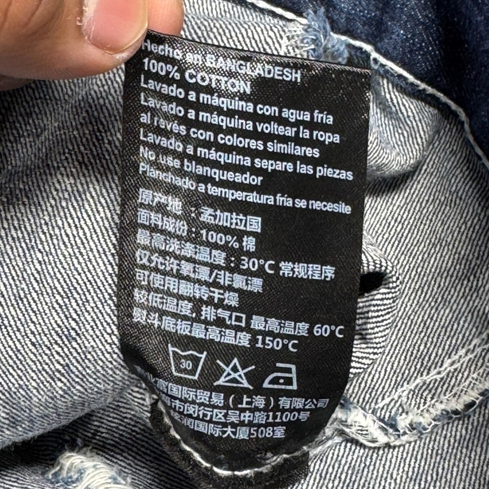 Southpole Denim Jacket Mens L‎ Blue Acid Wash Distressed Button Up Hip Hop - Picture 4 of 8